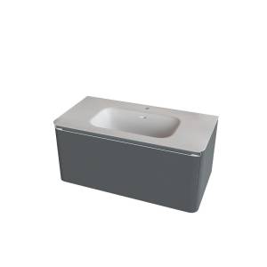 Тумба с раковиной Knotlor Грация с подсветкой, графит, 90 см