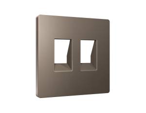 Лицевая панель для двойной компьютерной/телефонной розетки RJ-45/RJ-11 Ambrella Volt Alfa AP6421 темная бронза матовый