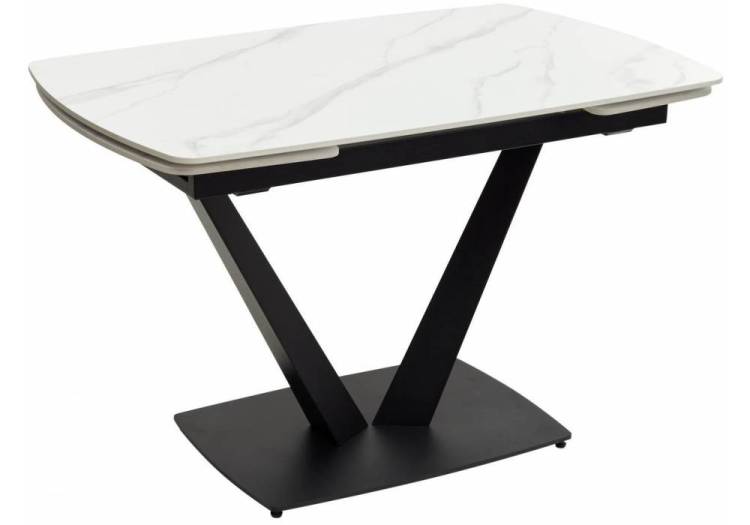 Стол Woodville Alarti 493187 matt white marble sintered stone/black 120(180)x80x76
