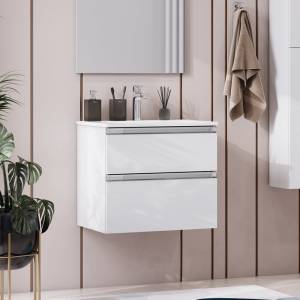 Тумба с раковиной Roca The Gap 60, 2 ящика, белый глянец