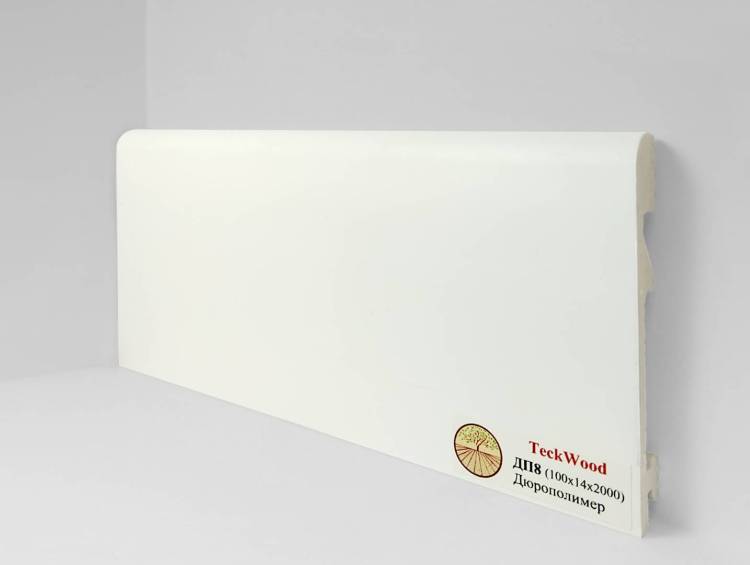 Плинтус Дюрополимер TeckWood ДП8 Белый 2000x100x14