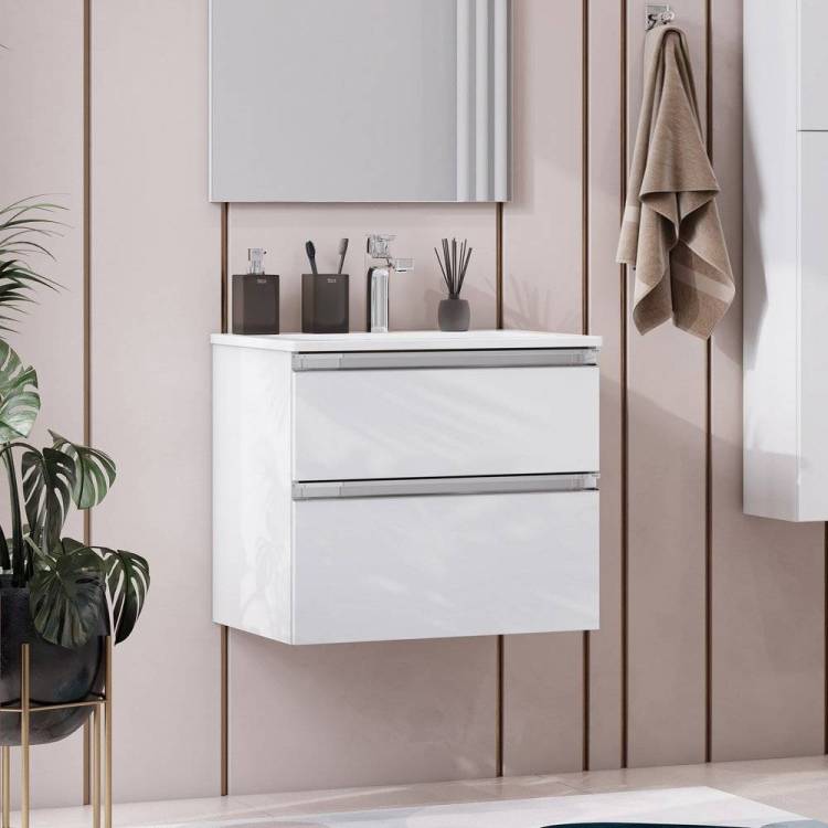 Тумба с раковиной Roca The Gap 60, 2 ящика, белый глянец