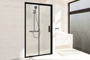 Душевая дверь в нишу Royal Bath Accord RB105HS-T-BL профиль черный, стекло прозрачное, 105x200