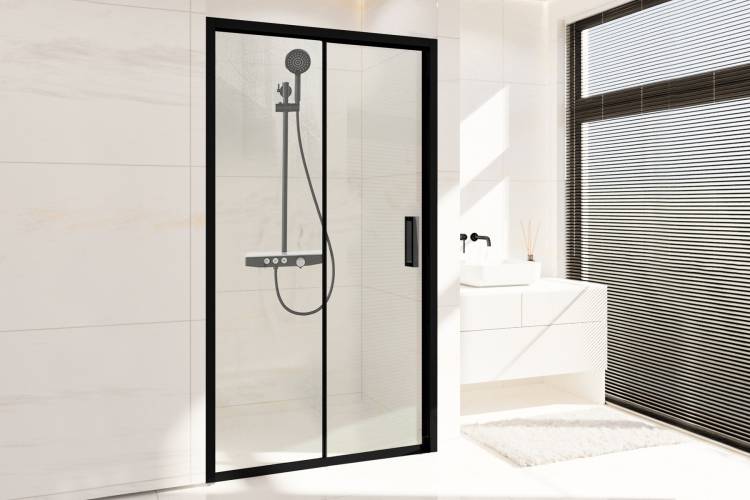 Душевая дверь в нишу Royal Bath Accord RB105HS-T-BL профиль черный, стекло прозрачное, 105x200