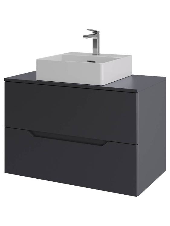 Тумба с раковиной Orange Line Li-80TugMDF+B04-405W графит матовый, 80.5 см