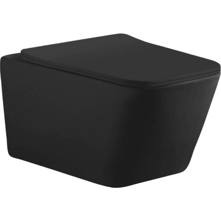 Унитаз подвесной Aquanet Tavr 287011 W BW безободковый, с крышкой-сиденьем микролифт, черный матовый