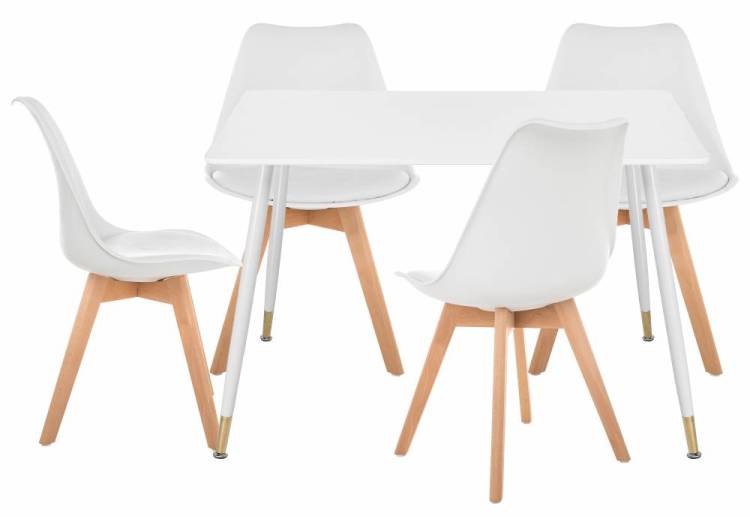 Обеденная группа Woodville Акура 533225 white, wood, стулья пластик, искусственная кожа