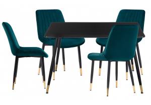 Обеденная группа Woodville Артурс 579065 black, green, gold, стулья ткань