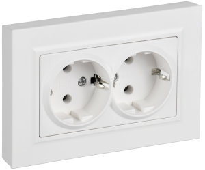 Розетка 2-местная с заземлением IEK Brite BR-R27-16-K91-F арктический белый