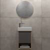 Тумба с раковиной Teymi Nura подвесная, дуб, графит, 37 см, с раковиной Hanna 37 левая фото 5