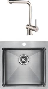 Комплект Paulmark Velten PM905151-BS брашированная нерж. сталь + Смеситель Paulmark Spring Sp212067-SS для кухонной мойки