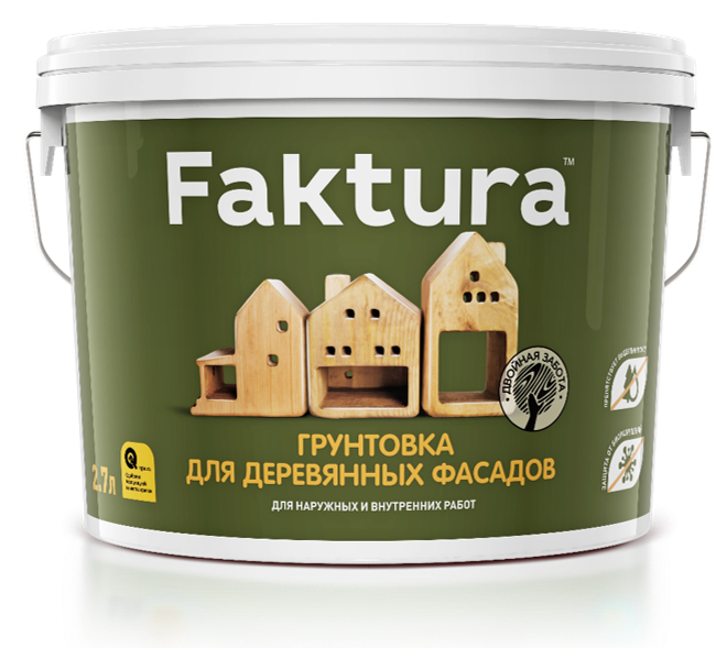 FAKTURA грунт-пропитка для дерева на водн.основе с защитой от биопоражения, для вн/нар. работ (9л)