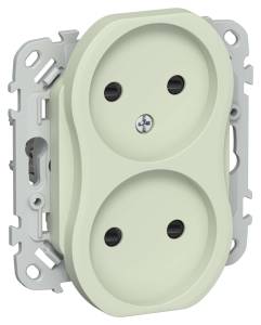 Розетка 2-местная с защитными шторками IEK Flite FI-R23-10-K92 панг