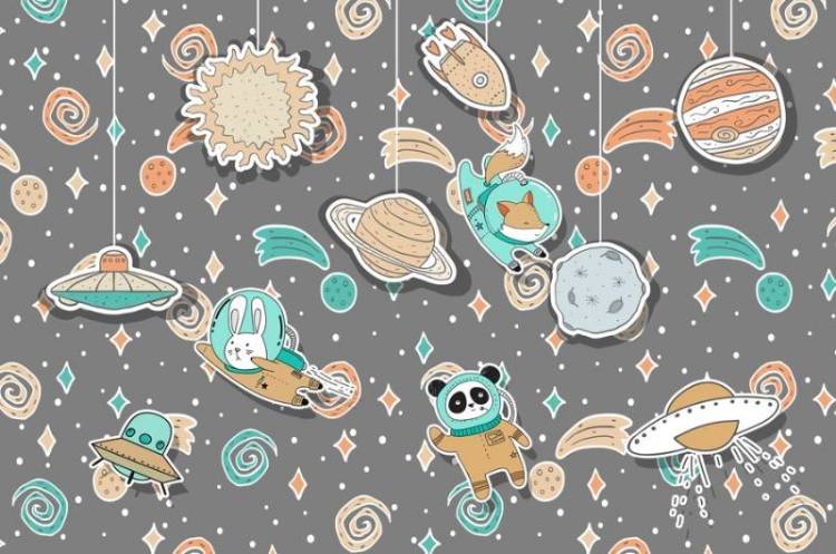 3D Фотообои Artegrafico «Детский космос» KID-078 акварель