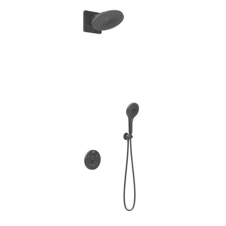 Душевой комплект Vincea Inspire VSFW-3I22MT5GM встраиваемый, термостат, двухрежимный, вороненная сталь