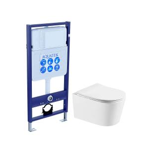 Комплект SET AQUATEK ОБЕРОН T без кнопки, унитаз безободковый, сиденье микролифт