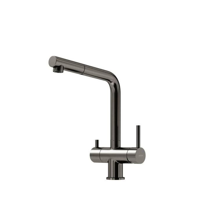 Смеситель для кухни Sancos Spin SC4015GG с вытяжным изливом и краном для фильтрованной воды, вороненая сталь