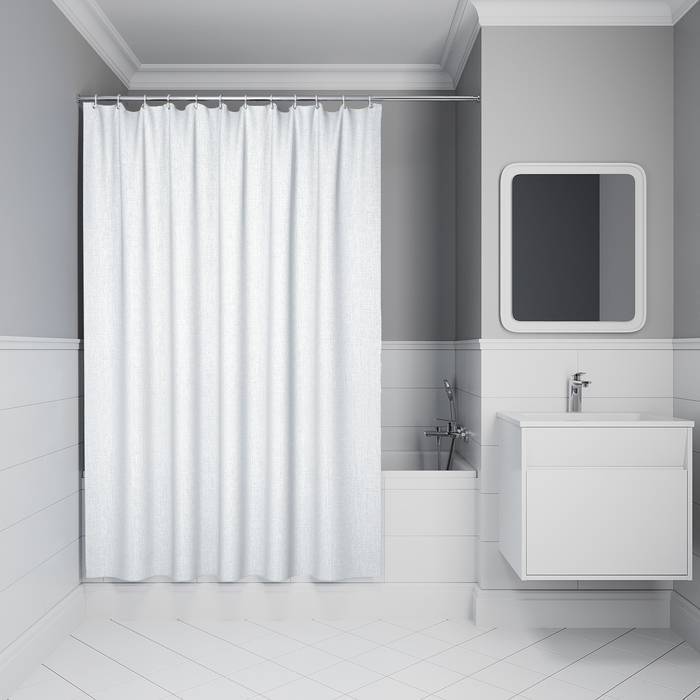 Штора для ванной Iddis Decor DL01P18i11 полиэстер, 200х180, белый