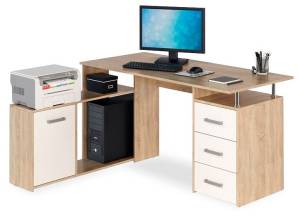 Компьютерный стол Левый МФ Jazz КС 14СБ ЛЕВ КС-14СБ ЛЕВ Дуб сонома Белый