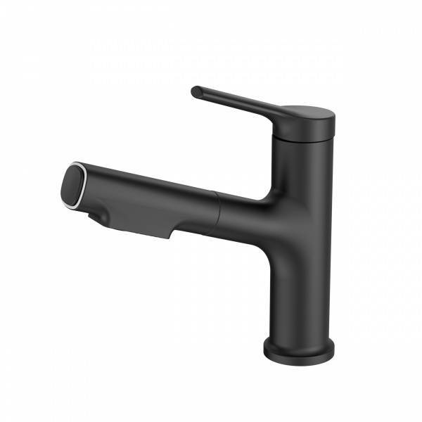 Смеситель для раковины Wonzon & Woghand WW-A40862-MB с выдвижным изливом, черный матовый