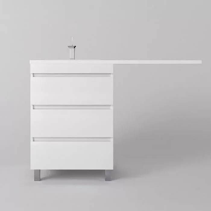 Тумба с раковиной Style Line Даллас Леон 120 напольная, левая 3 ящика, Люкс белая, Plus