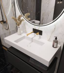 Раковина Armadi Art Flat 888-100 со столешницей, белая матовая, 100 см