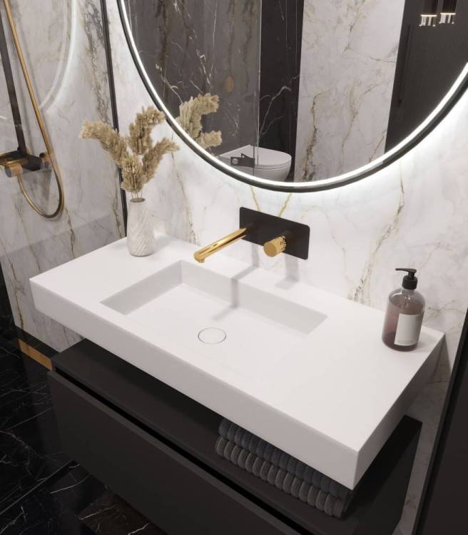 Раковина Armadi Art Flat 888-100 со столешницей, белая матовая, 100 см