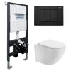 Комплект Abber Bequem AC1100T-AC0105-AC0120MB унитаз подвесной, безободковый, сиденье микролифт, белый, кнопка черная матовая