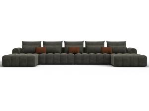 Диван П-образный Лига Диванов Лига-139 138156 Laim 10 Темно-Коричневый/ Laim 14 Терракотовый