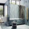 Шторка на ванну MaybahGlass MGV-150-3у стекло бронза матовая, профиль золото, 1400x740 фото 3