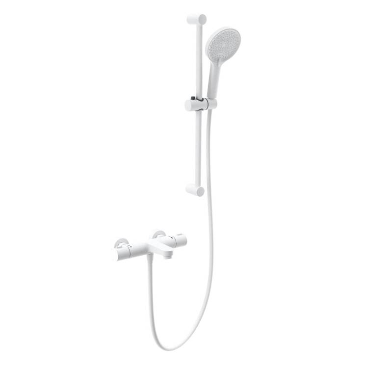 Смеситель для ванны Wonzon & Woghand WW-C2018-A-MW термостатический, с душевым гарнитуром, белый матовый