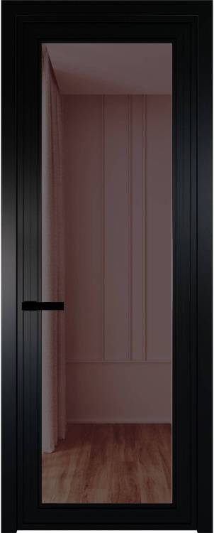 Межкомнатная дверь Profil Doors 1 AGP цвет профиля Черный, стекло безопасное 6 мм золотистая бронза 700x2000