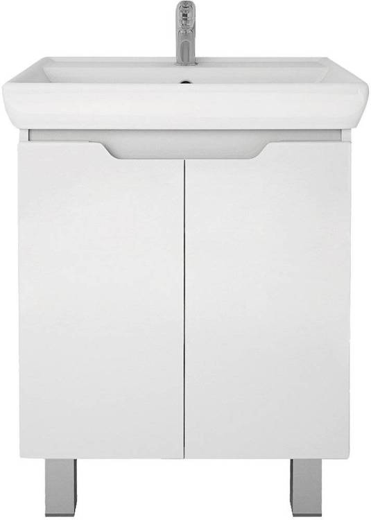 Тумба с раковиной Dreja Q Plus (D) 70 c опорами, белый глянец