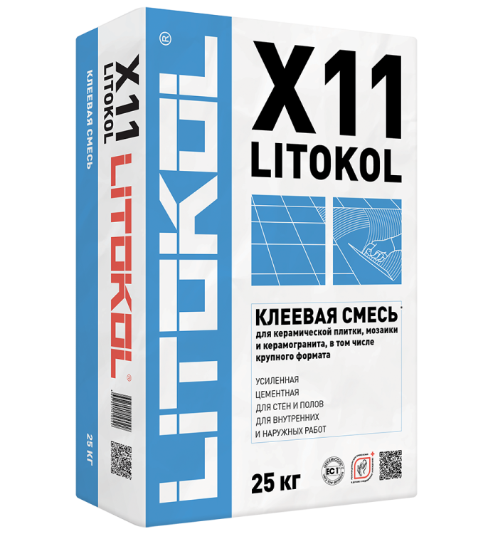 Клей для укладки плитки LITOKOL X11 EVO, серый (25кг)