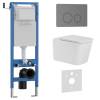 Комплект Iberica Blanca Toledo Alto IB.001M.TLA.234.8180 унитаз безободковый, белый, сиденье микролифт, клавиша смыва вороненая сталь