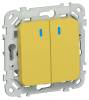 Выключатель 2-клавишный IEK Flite FI-V24-1-10-1-K44 желтый карри