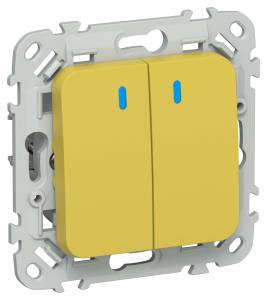 Выключатель 2-клавишный IEK Flite FI-V24-1-10-1-K44 желтый карри