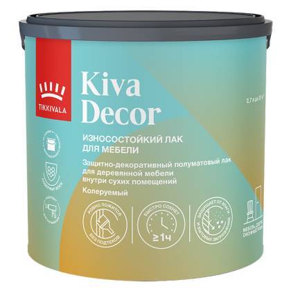 Лак для мебели акрилатный Tikkivala Kiva Decor EP полуматовый 2.7 л