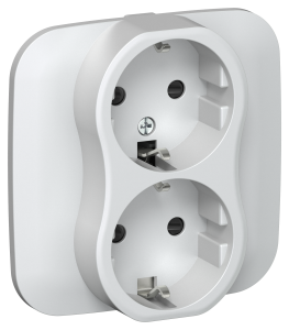 Розетка 2-местная с заземлением и шторками IEK Flite FI-R24A-16-1-K36 жемчуг