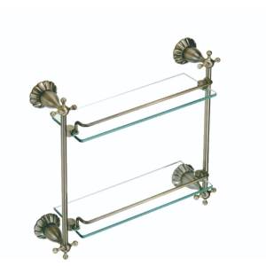 Полка прямая двойная (стеклянная) 40 см Savol 89с S-08922C бронза