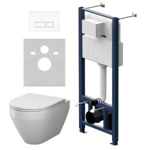 Унитаз с инсталляцией Am.Pm Spirit V2.0 IS47001.701900 безободковый, сиденье микролифт, кнопка белая