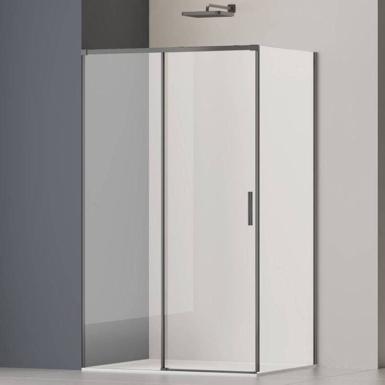 Душевой уголок Vincea Soft 2 (Софт 2) VSR-3SO28012CLGM профиль вороненая сталь, стекло прозрачное, 100x80x200