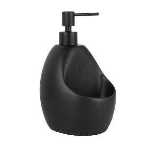 Дозатор для жидкого мыла Wasserkraft K-8099BLACK с емкостью для губки, черный