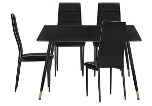 Обеденная группа Woodville Урас 579066 black, стулья искусственная кожа