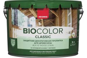 Защитная декоративная пропитка на алкидной основе Neomid Bio Color Classic графит 9 л