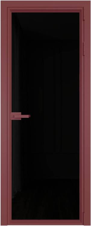 Межкомнатная дверь Profil Doors 1 AV цвет профиля Красный антрацит, стекло безопасное 6 мм черный триплекс 700x2000