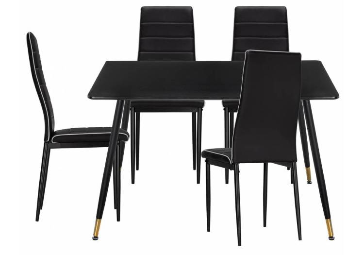 Обеденная группа Woodville Урас 579066 black, стулья искусственная кожа