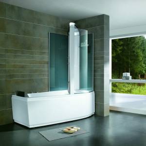 Акриловая ванна Orans OLS-BT-9501-R со шторкой и душевой системой, белая, 170x85x215