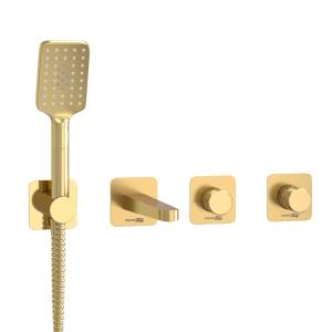 Душевой комплект Wasserkraft Schunter A8251.306.308.285.194.201 золотой, встраиваемый, с изливом, с лейкой
