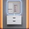 Тумба с раковиной Uperwood Modul 393020560 подвесная, матовая, белая, графит, 80 см фото 9